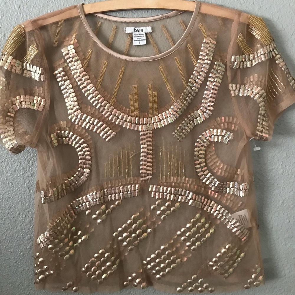 Bar III embellished crop top
